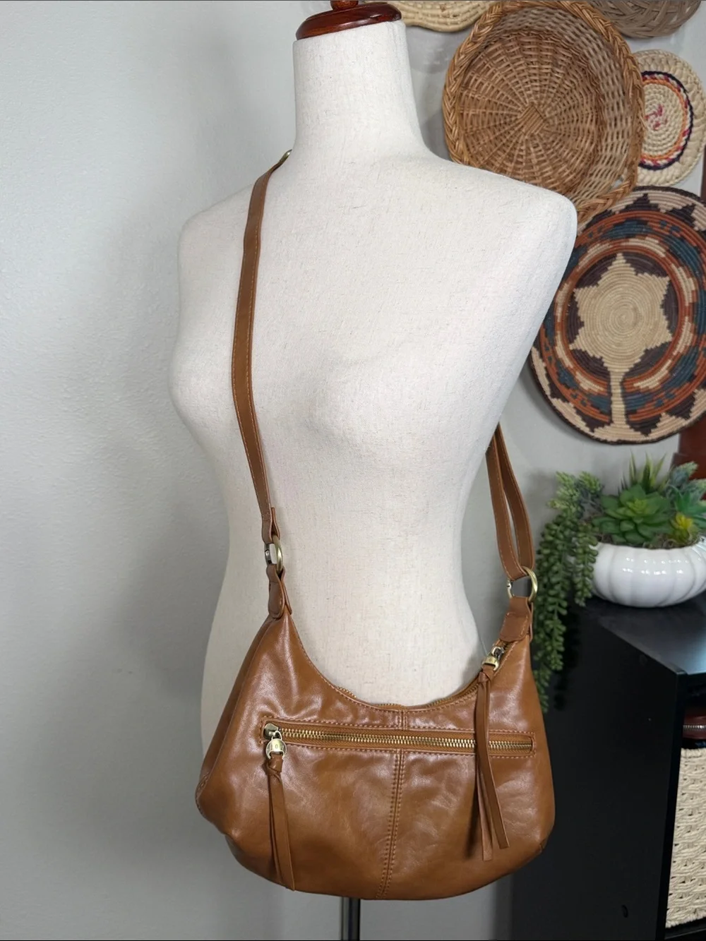 Joy Giselle Mini Hobo Convertible Crossbody Tan Shoulder Bag Minimalist